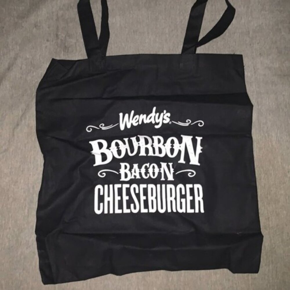 Authentic Bourbon bacon cheeseburger Black Canvas Tote Bag. Size MM